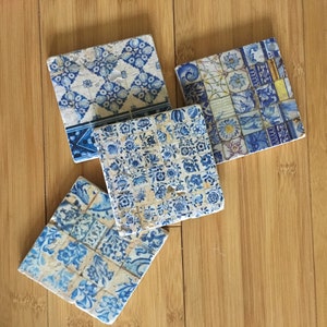 Lisbon Wall, stone coasters, set of 4