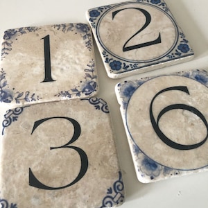 Delft Blue & White stone coasters,  set of 4