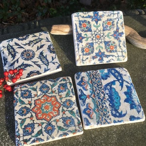 Iznik Turkish Tile Coasters set of 4 image 1