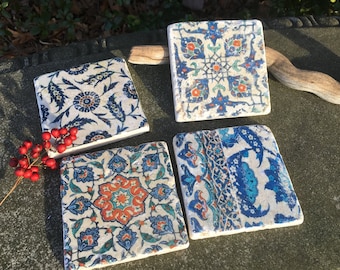 Iznik Turkish Tile Coasters- set of 4