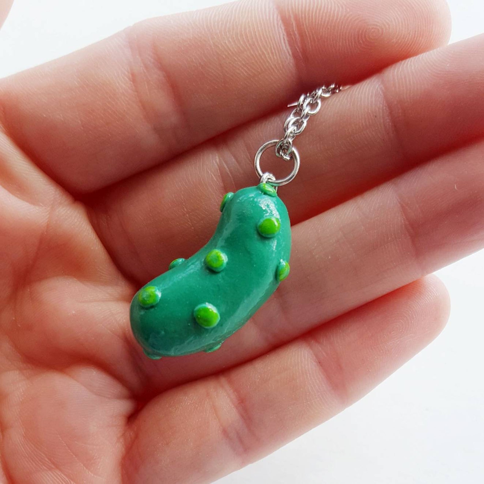 Dill pickle charm necklace polymer clay food charm quirky Etsy