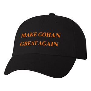 Make Gohan Great Again BLACK Unstructured Dad Hat - ORANGE Vinyl