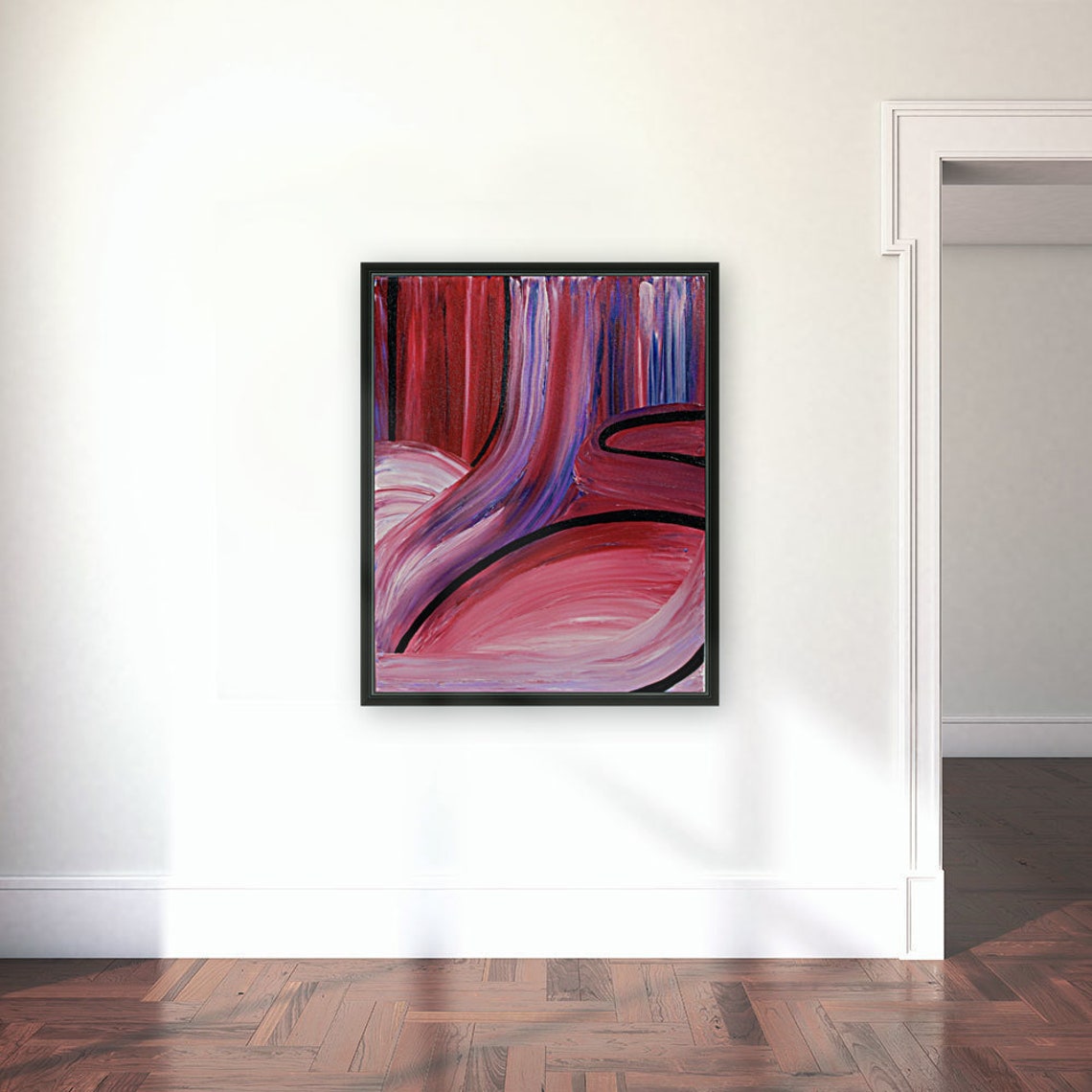 Pink and blue abstract wall art pink canvas painting Etsy