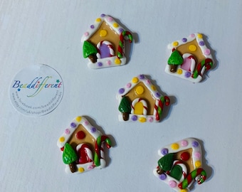 Christmas themed embellishments, polymer clay for crafty projects.