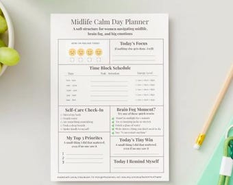Agenda para un día tranquilo en la mediana edad / Diario de autocuidado para mujeres (PDF)
