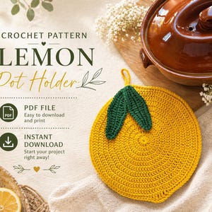 Crochet Lemon Pot Holder Pattern | Kitchen Decor PDF (Instant Download)