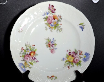 Coalport Sevres Floral Porcelain Plate: Embossed Dessert Salad Plate