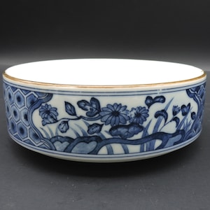 Vintage 6&quot; Takahashi Pottery White And Blue Porcelain Chinoiserie Dish Made In Japan