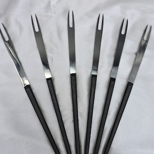 Vintage Stainless Steel Serrated Fondue Forks Set 6 Made In Japan