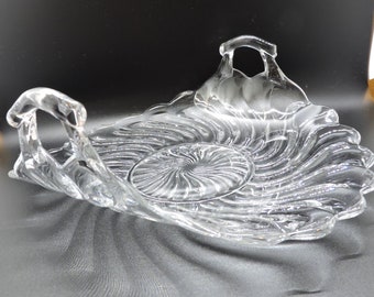 Vintage Fostoria Colony Pattern  Swirled Glass Handled Muffin Tray