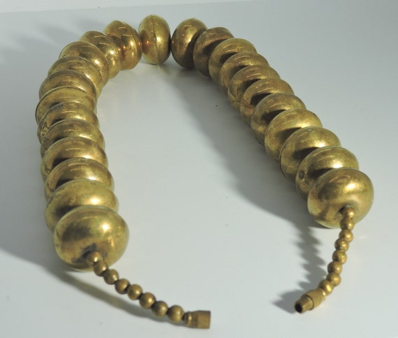 Vintage African Brass Hollow Handmade Bicone Bead… - image 5