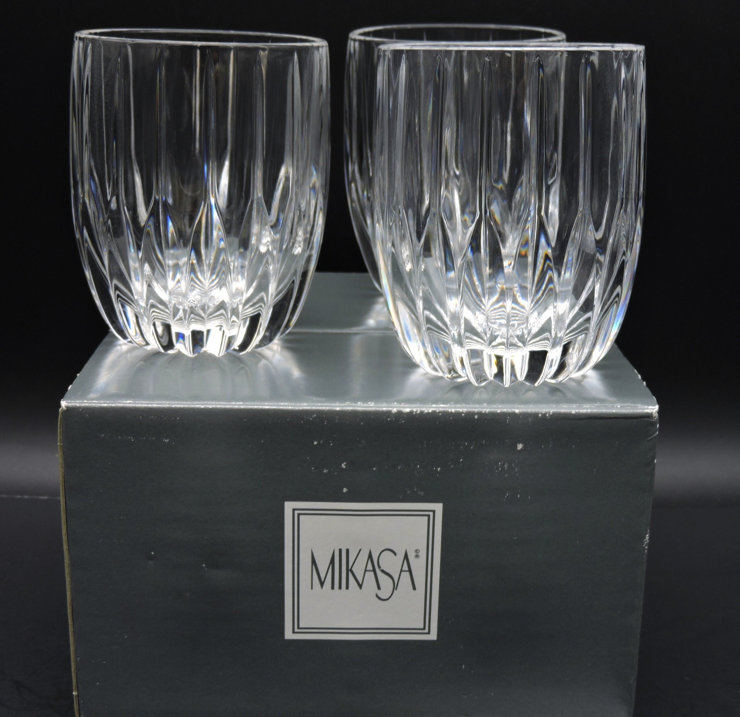 Mikasa Park Lane Water Glasses / Water Glasses / Crystal Glasses / Elegant  Glasses / Mikasa Blown Glass / Elegant Stemware / Drinkware Pair 