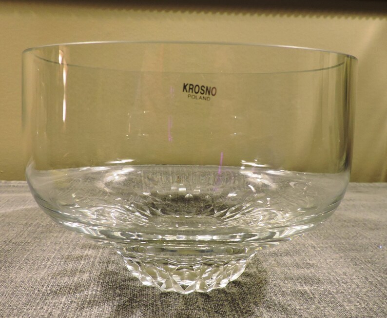Modernist Krosno HandBlown Clear Crystal Bowl With Cut Etsy