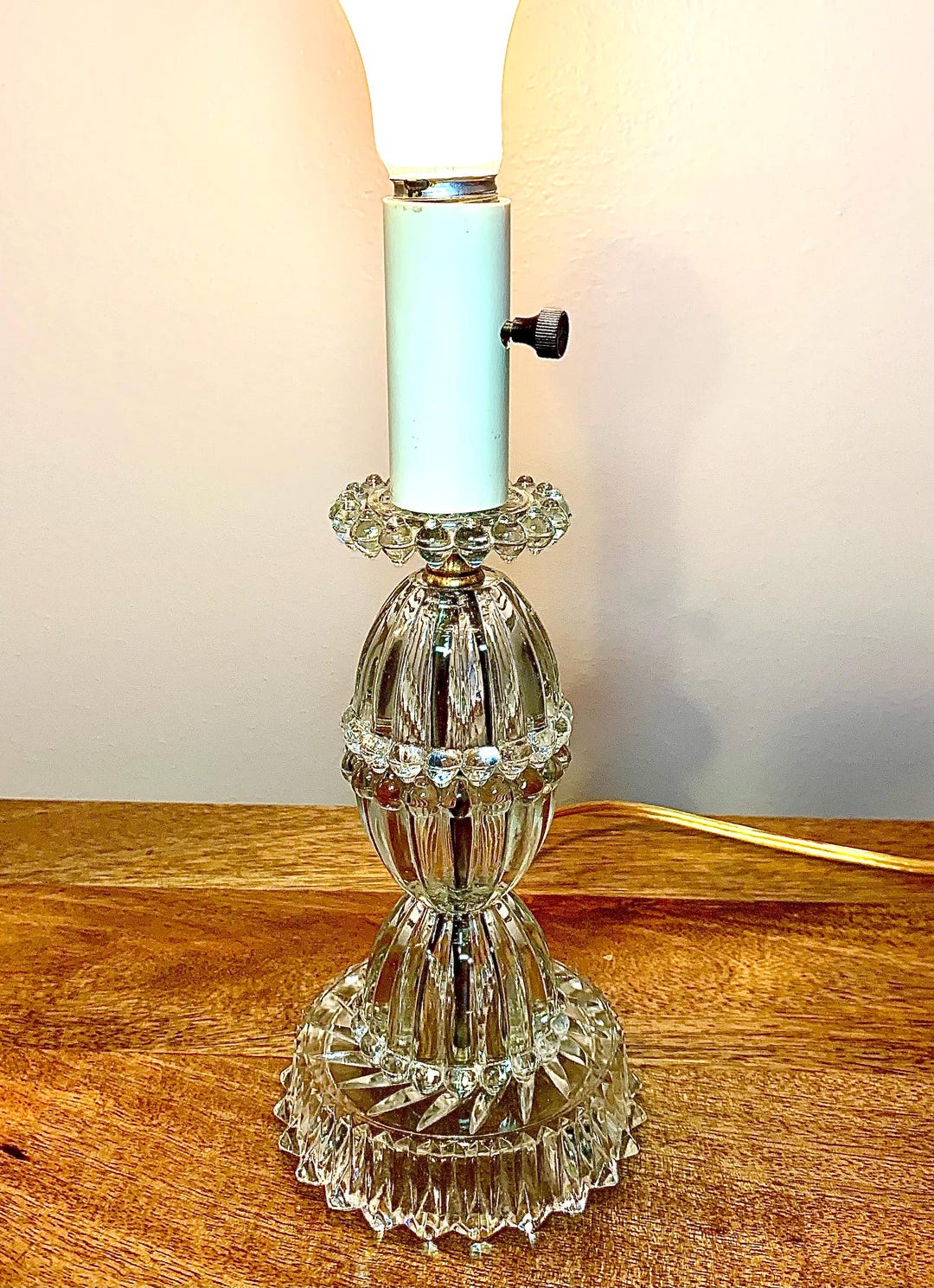 Vintage MCM Pressed Molded Glass Boudior Table Lamp Rewired 10.75”H - Etsy
