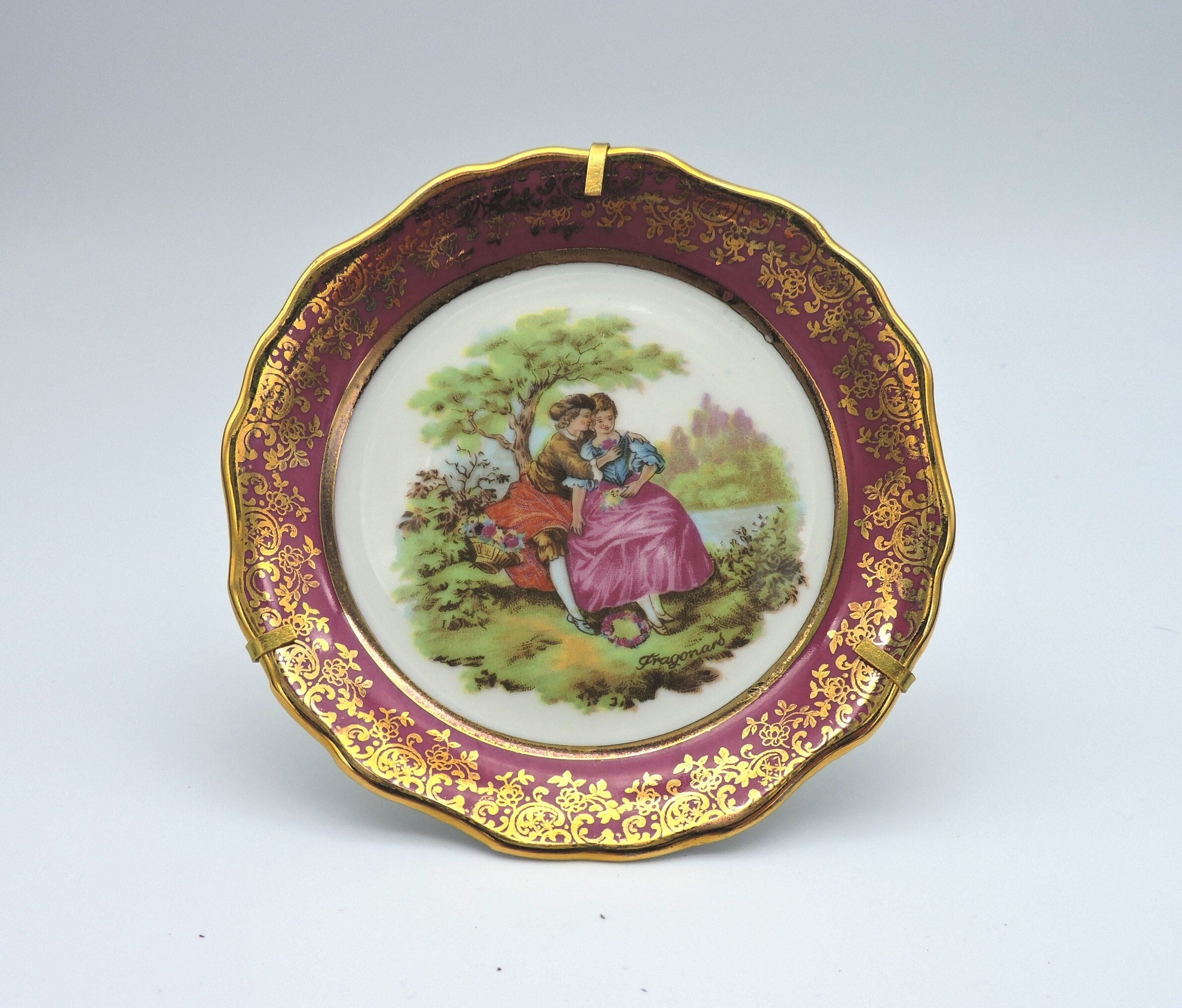 CHÂTEAU LIMOGES PORCELAINE France Fragonard Scènes Mini Feuille Forme