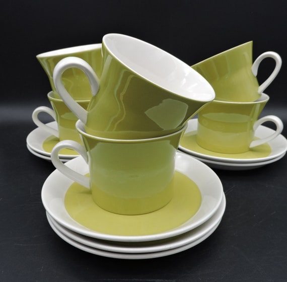 MCM Mikasa Duplex by Ben Seibel D3400 Avocado Green and White Set