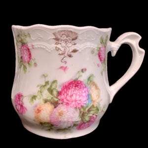 Vintage Embossed Porcelain Scuttle/ Shaving Mug With Applied Floral Designs