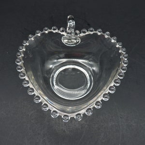 Candlewick By Imperial Glass Company Ohio Heart Shape Bowl With Handle Stem 3400, 6&quot; X 5&quot;