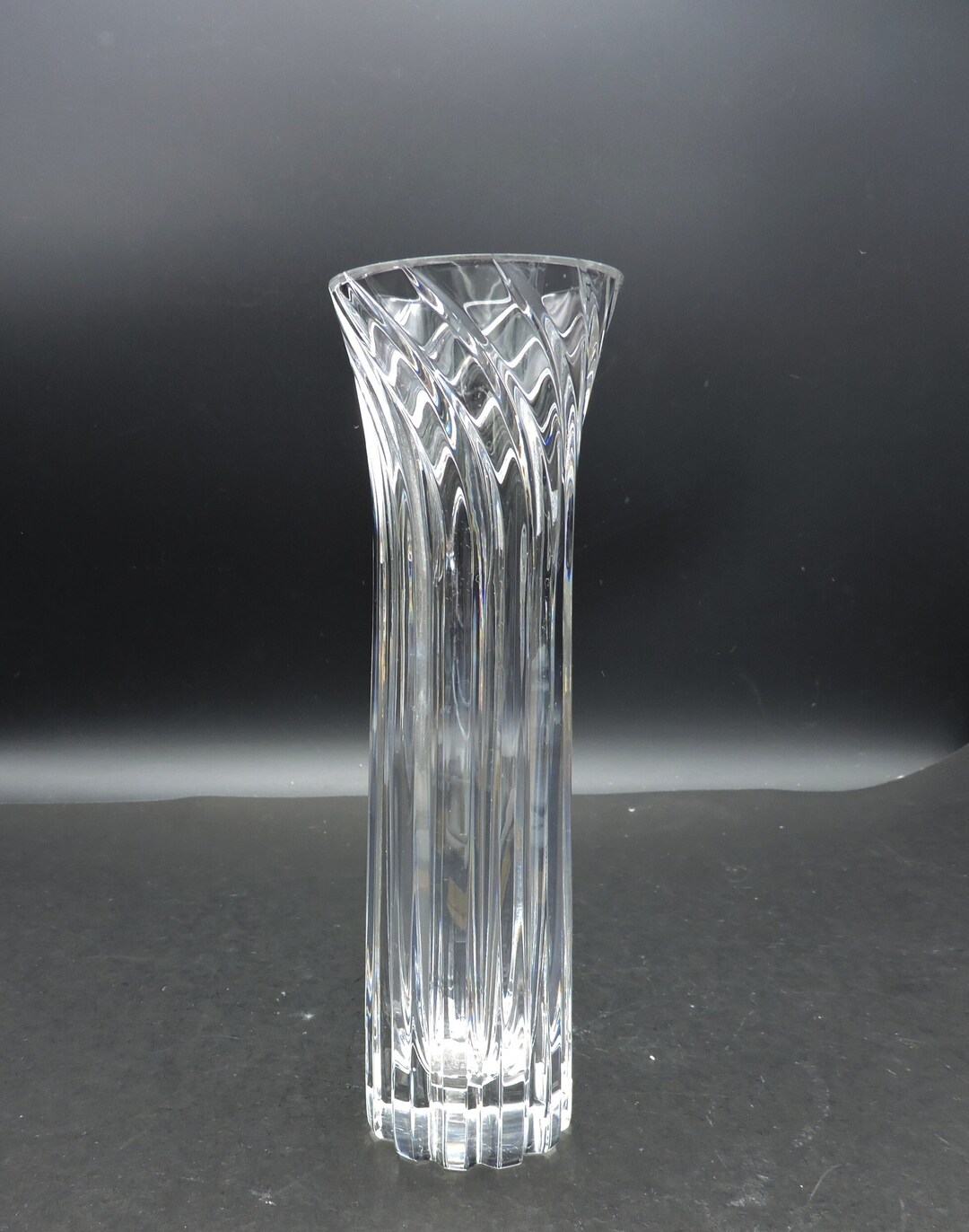 Lead Crystal Bud Vase With Deep Cut Swirl Ribbed Design Etsy