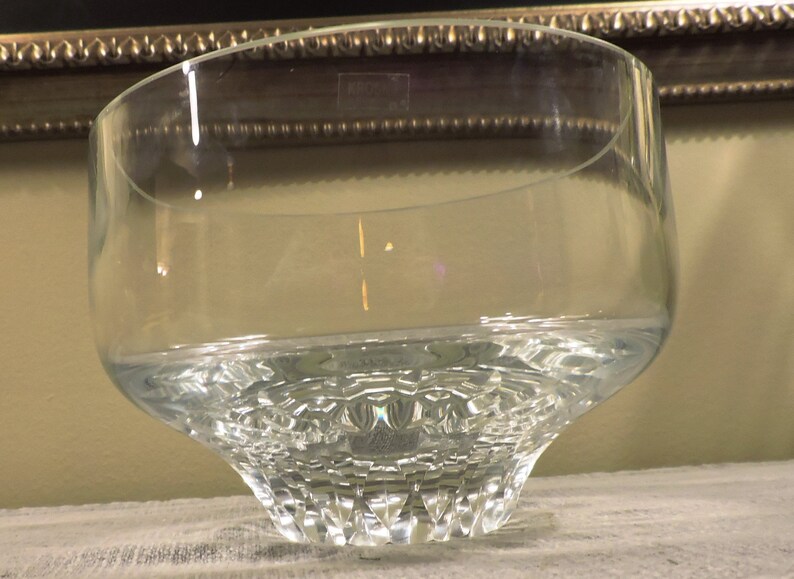 Modernist Krosno HandBlown Clear Crystal Bowl With Cut Etsy