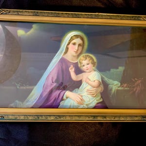 Antique Joseph August Untersberger, Giovanni, Madonna and Child Giltwood Framed Chromolithograph