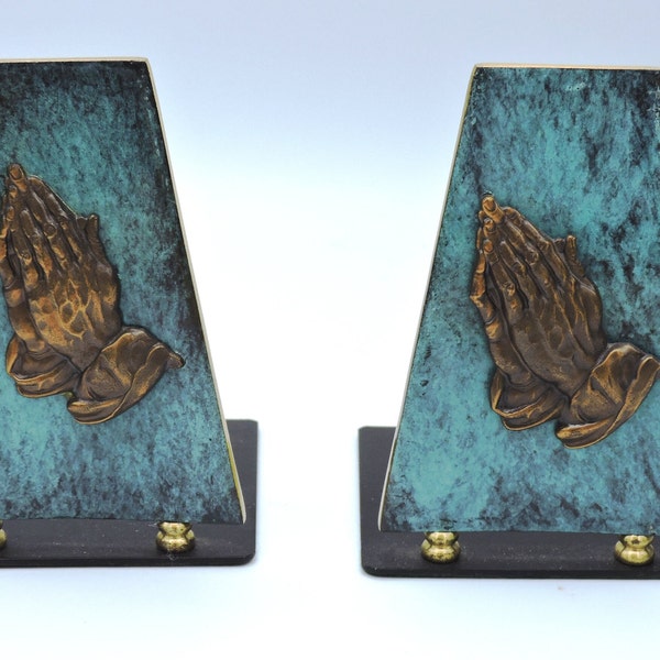 Albrecht Dürer Brass Metal Religious Praying Hands Bookends By FSS