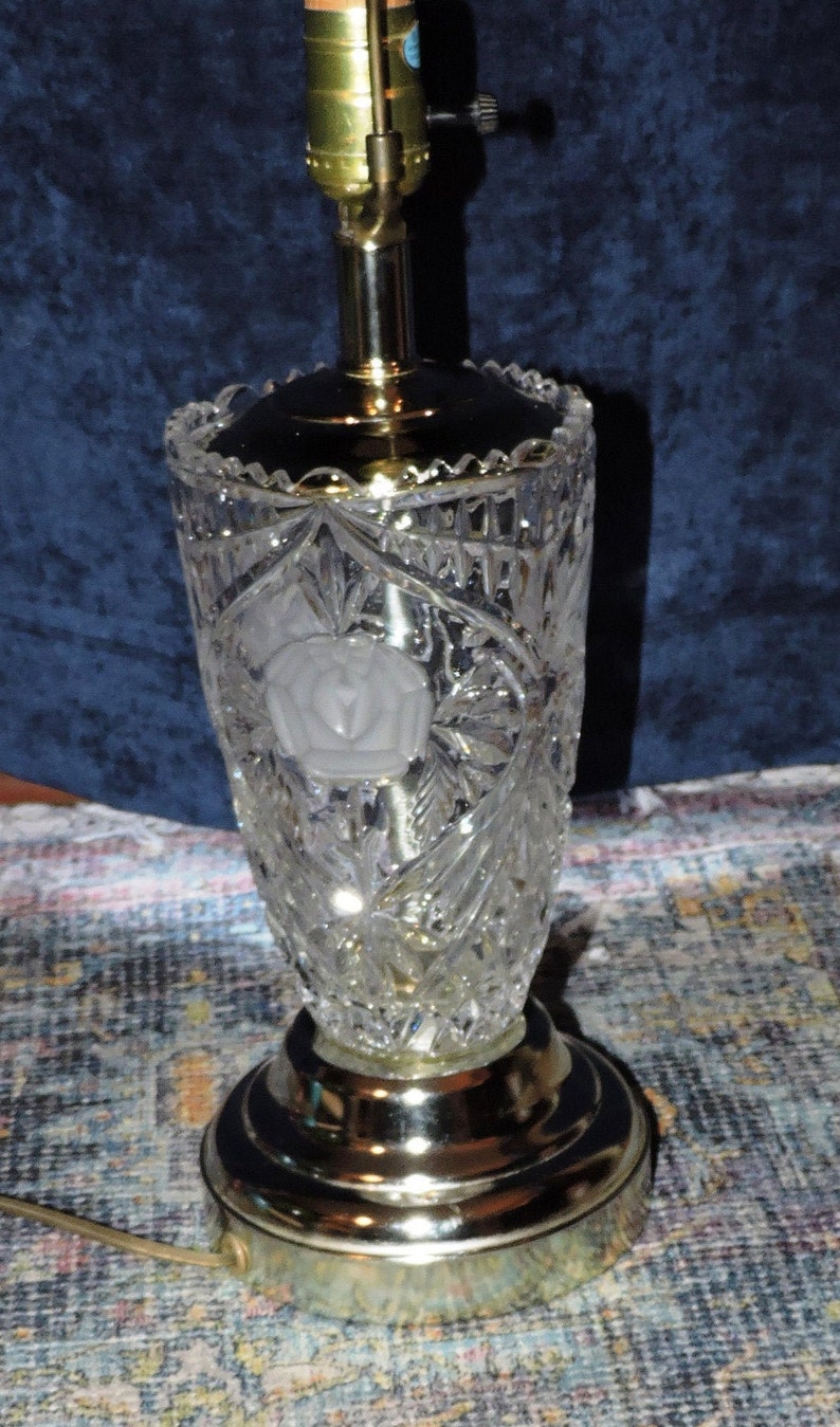 Vintage Cut Lead Crystal Table Lamp Etsy