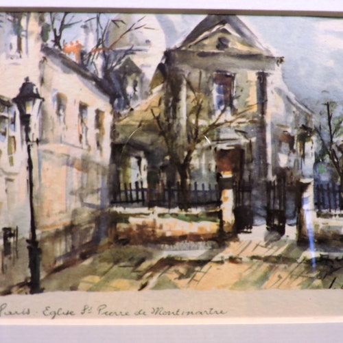 Framed Pair Of French Paris Watercolor Lithograph shops Prints St Pierre De Montmartre Church And Place de l'Opera Paris Opera House