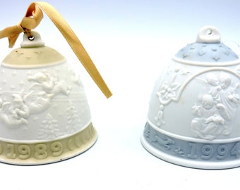 Vintage Lladro Porcelain Christmas Bells 1989 Or 1994 Your Choice