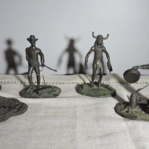 1976 Franklin Mint Western Bronze Limited Edition The Cowboy, The Cavalry Officer, The Chuck Wagon Cook And The Sioux Medicine Man