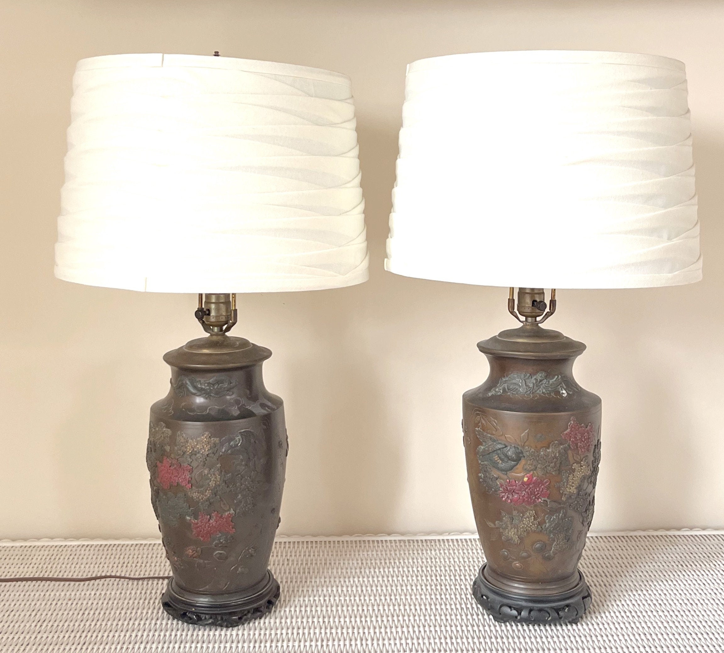 Rare Gorgeous Marboro Hand Painted Brass/ Bronze Relief Asian