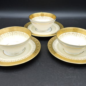 Minton China England Teacups-3 And Saucers-5 Made For Marshall Field & Co. K205