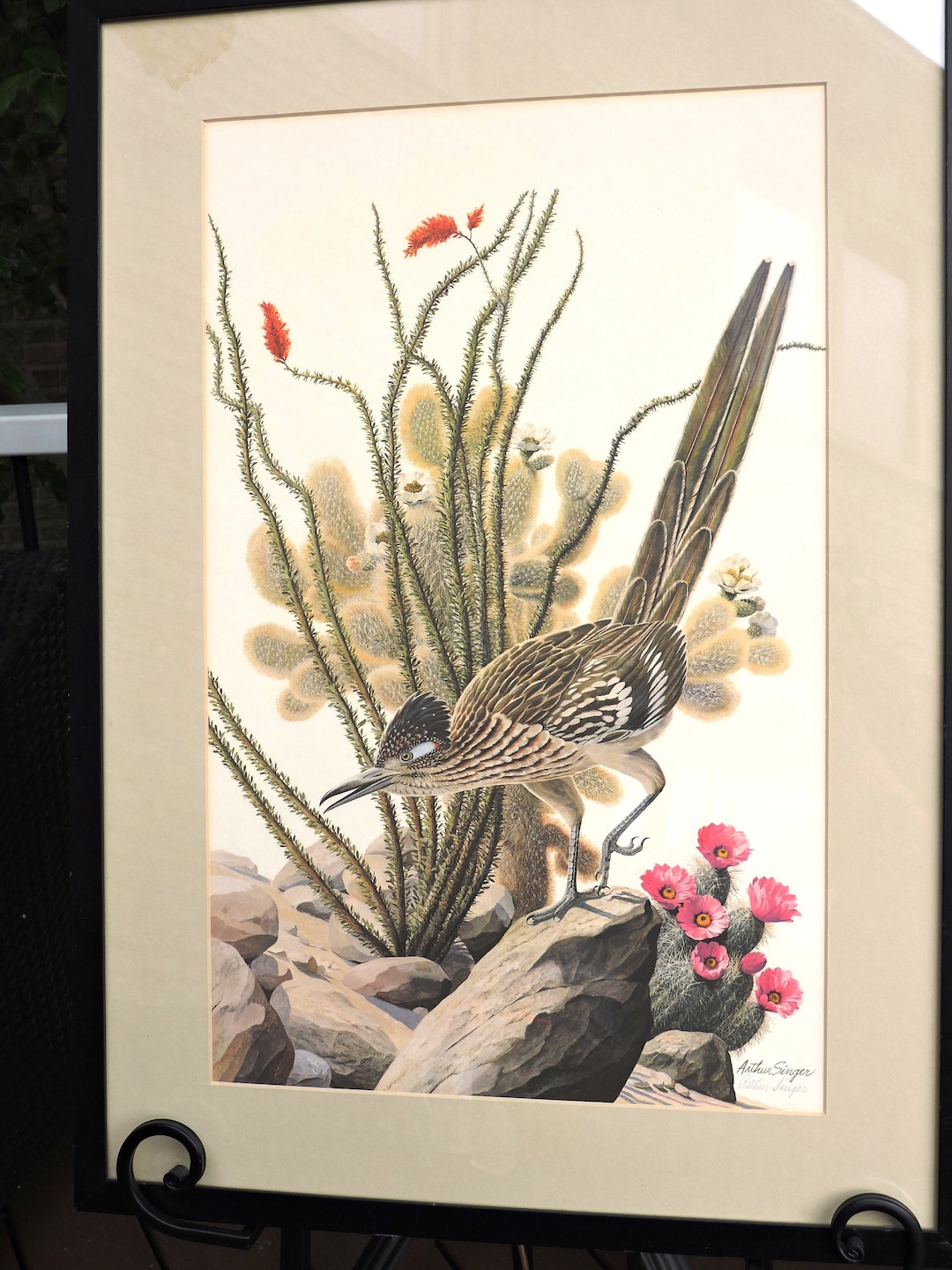 Vintage Arthur Singer Roadrunner Print Plate IV Pencil Signed Framed ...