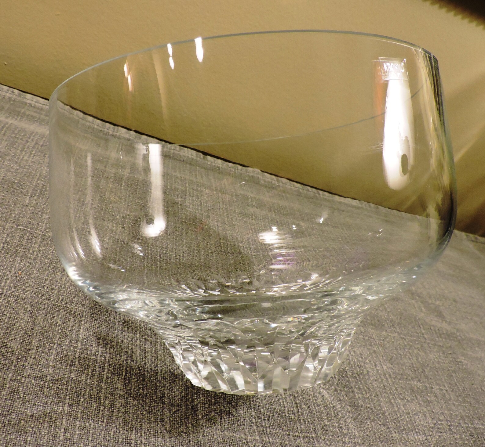 Modernist Krosno HandBlown Clear Crystal Bowl With Cut Etsy