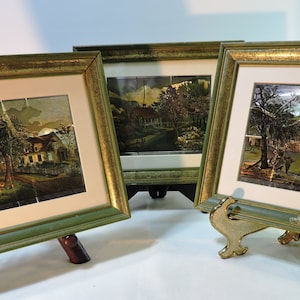 Currier & Ives American Homestead Colored Foil Etching Print Framed And Matted 3 Available