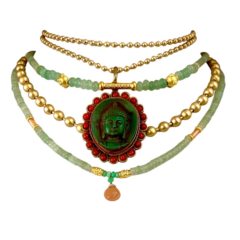 Vintage Tibetan Buddha Pendant Necklace