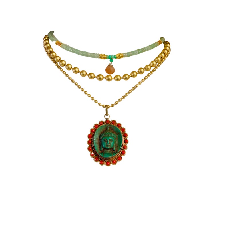 Vintage Tibetan Buddha Pendant Necklace