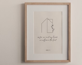 Quant à moi et ma maison, nous servirons le Seigneur | Impression murale Joshua 24 | Maison chrétienne d'art | Décoration minimaliste | Josué 24:15