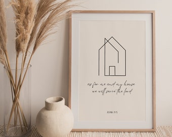 As For Me and My House We Will Serve the Lord | Joshua 24 Wall Print | Christian House Art | Minimalist Decor | Joshua 24:15