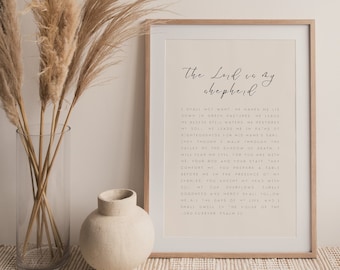 The Lord is My Shepherd | Psalm 23 Wall Print | Christian House Art | Scripture Decor | Minimalist Home | Religious Printable