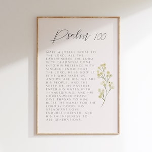 Make a Joyful Noise, Psalm 100 Print, Christian Wall Art, Bible Verse, Minimalist Scripture Print, Gift for Wedding Anniversary Baptism