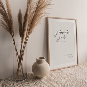 Jehovah Jireh Wall Print | Names of God | Christian House Art | Minimalist Decor | The Lord will provide | Hebrew Art | Religious Art