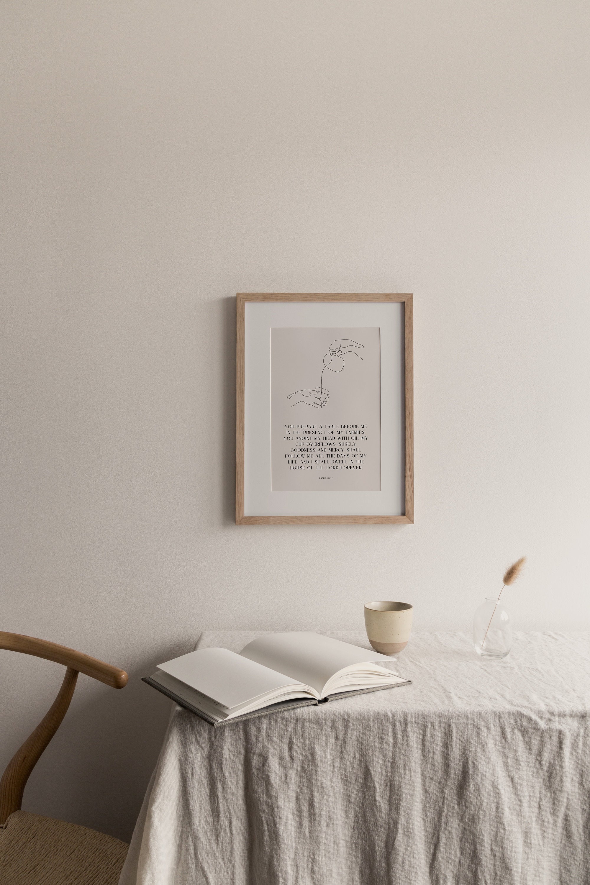 My Cup Overflows | Dwell in the House of the Lord Forever | Christian Print | Psalm 26 Wall Art | Christian Minimalist Home Decor | Nursery