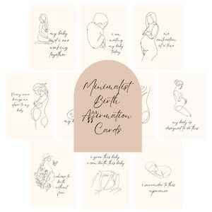 Minimaliste 10 cartes d’affirmation de naissance | Aide à la naissance imprimable/numérique | Dictons positifs sur la naissance | | d’encouragement du travail Accouchement naturel