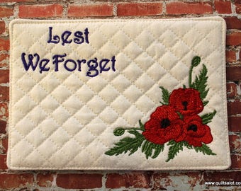 ITH Remembrance Mugrug 5x7 Poppy Machine Embroidery Design