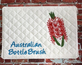 ITH Bottle Brush 5x7 Mugrug and Single Australian Floral Machine Embroidery Design