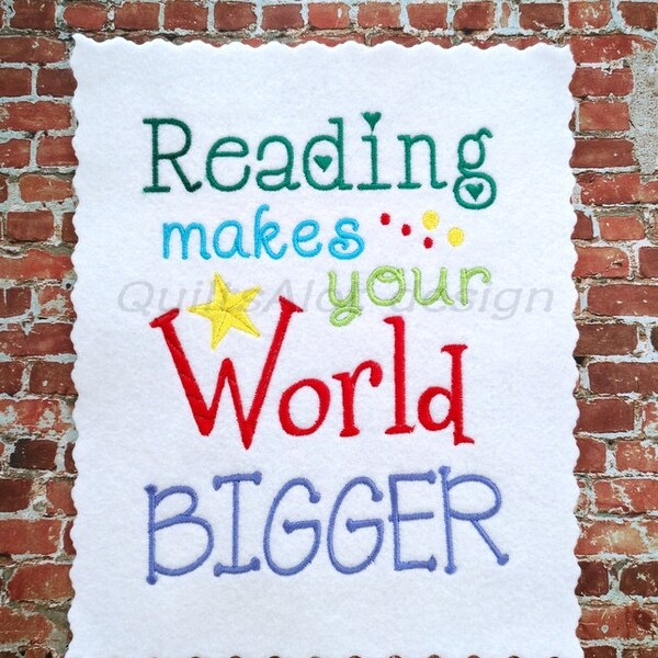 Reading Pillow Saying WordArt 5x7 Hoop