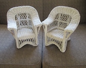 Vintage White Wicker Doll Chairs, Good Size for American Girl Dolls. Original Owner. Photo prop