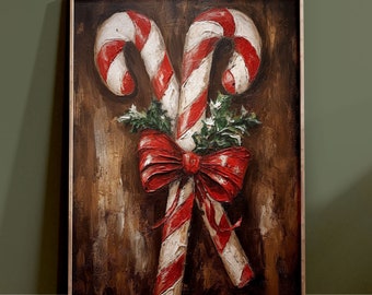 Kerst snoepstokken afdrukbare muurkunst - digitale download print 5 maten tot 24 x 36 op 300 dpi klaar voor gebruik decoratie voor de feestdagen