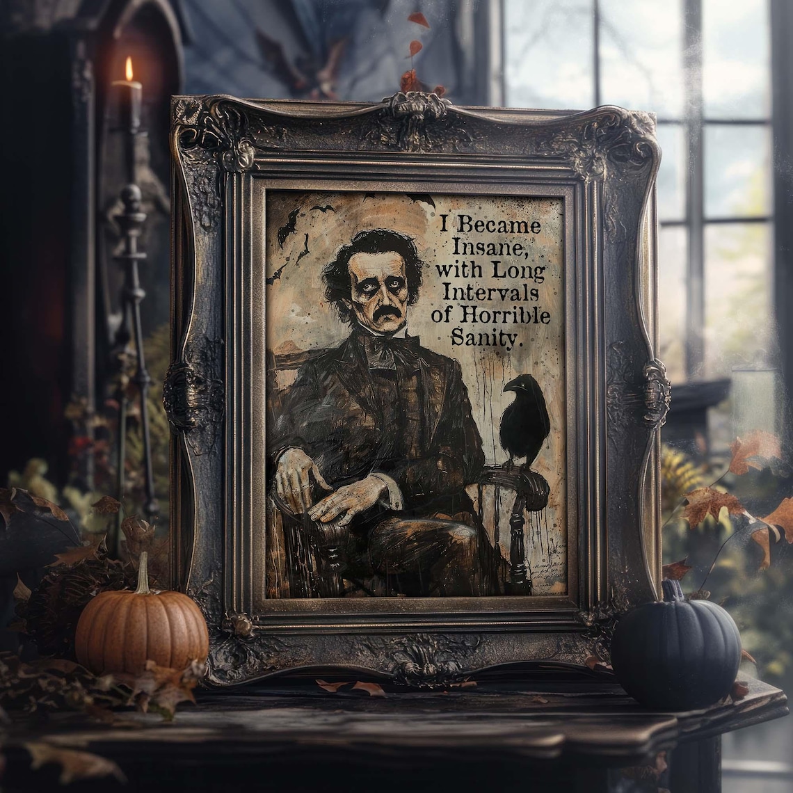 Edgar Allan Poe Quote Art - Halloween Decor - Creepy Rustic Gothic ...